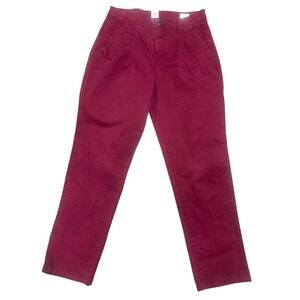 Gap Girlfriend Khaki Pants Womens 8 Burgundy Wine Red Pleated Chino 232528-28